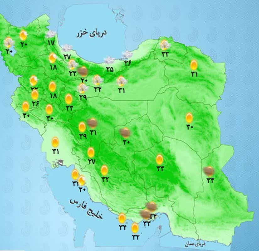 رگبار باران در مناطقی از شمال کشور