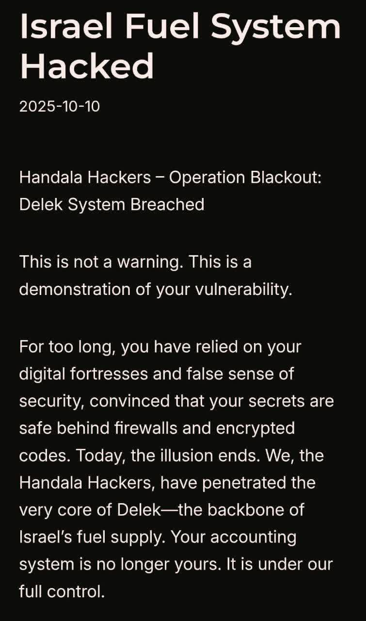 حنظله: سیستم سوخت اسرائیل را هک کردیم.