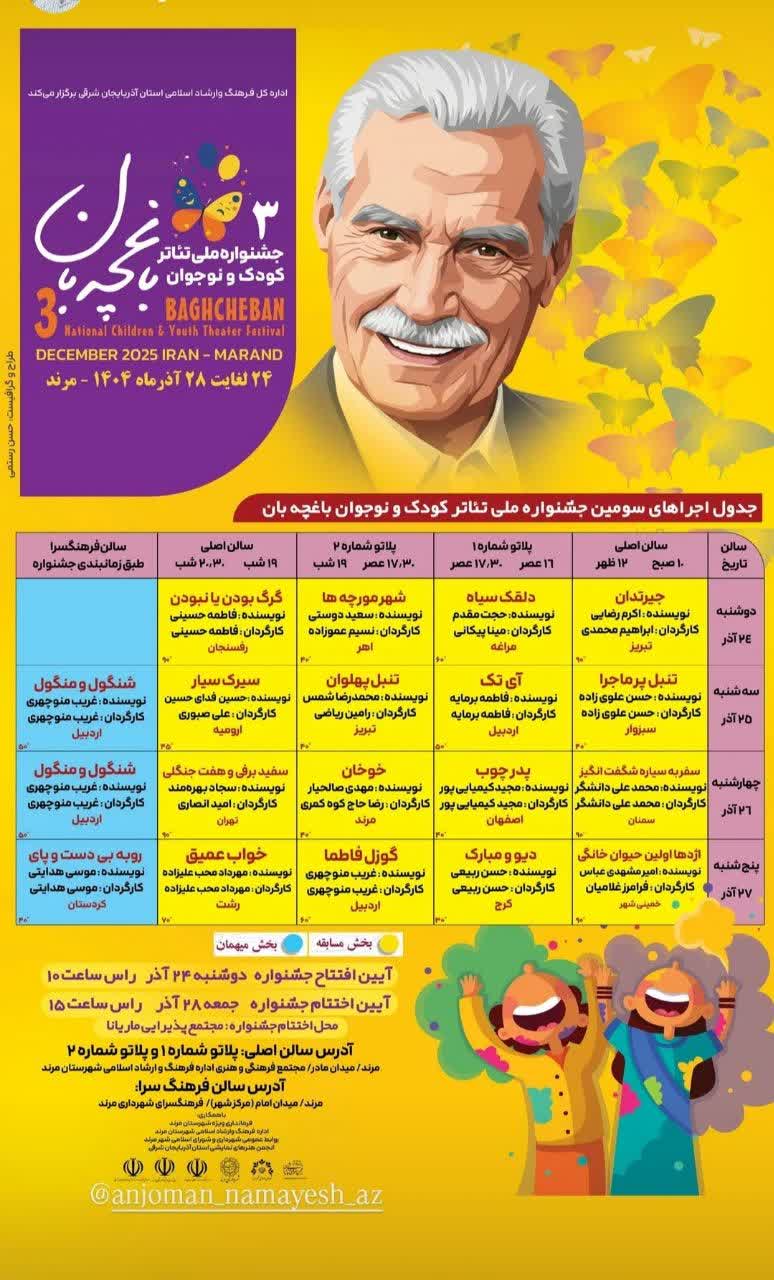 مرند میزبان ۱۶ اثر نمایشی در سومین جشنواره ملی تئاتر کودک و نوجوان «باغچه‌بان»