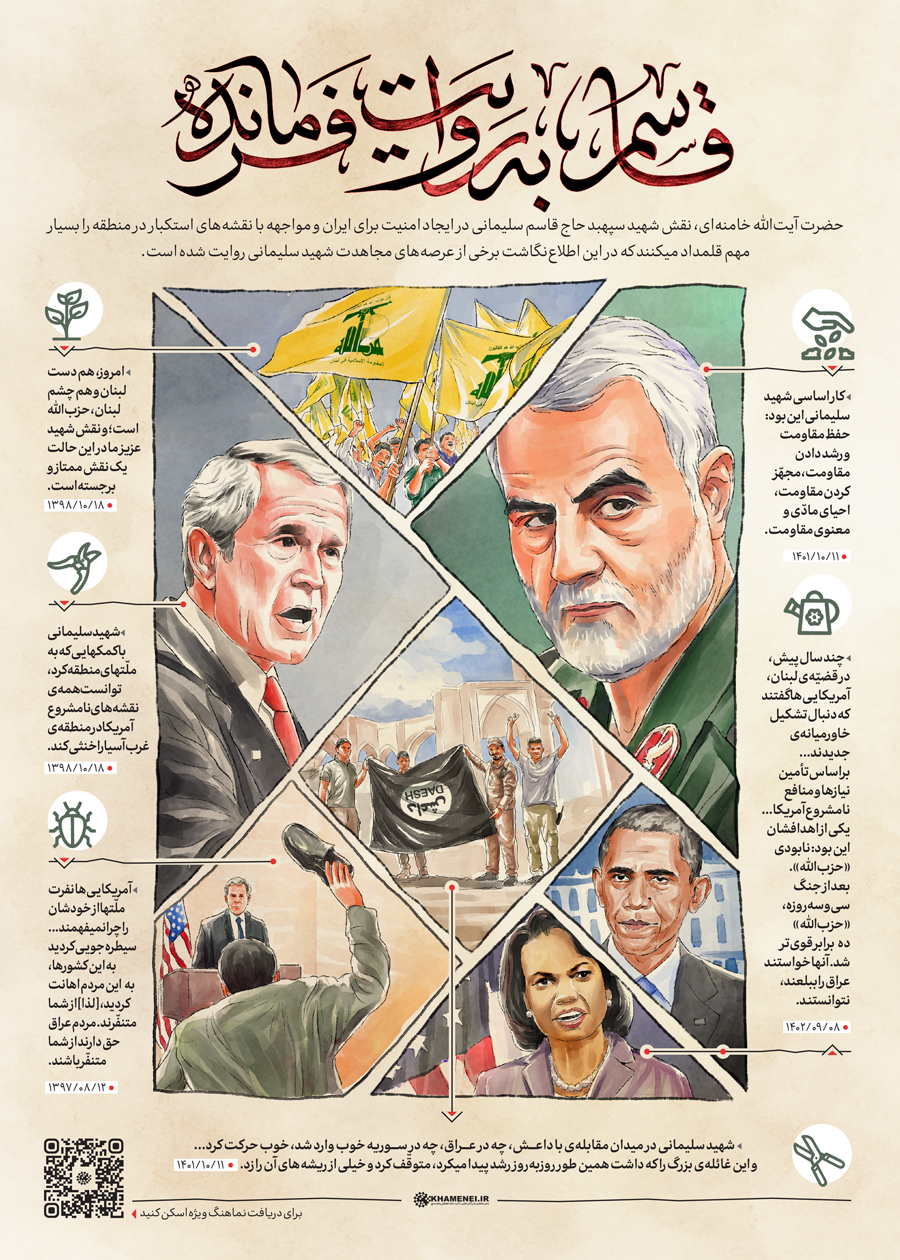 روایت رهبر انقلاب از نقش بی‌بدیل شهید سلیمانی در خنثی‌سازی نقشه آمریکا در منطقه